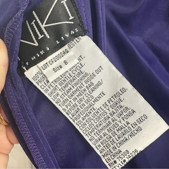 Vintage Dress Long Formal Prom Purple Beaded Halter Whimsigoth Size 8 Small - Picture 5 of 6